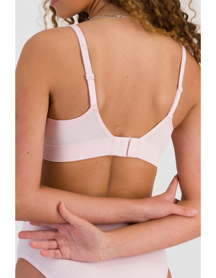Retro Rib Seamless Wirefree Bra in Pink Peony image 2
