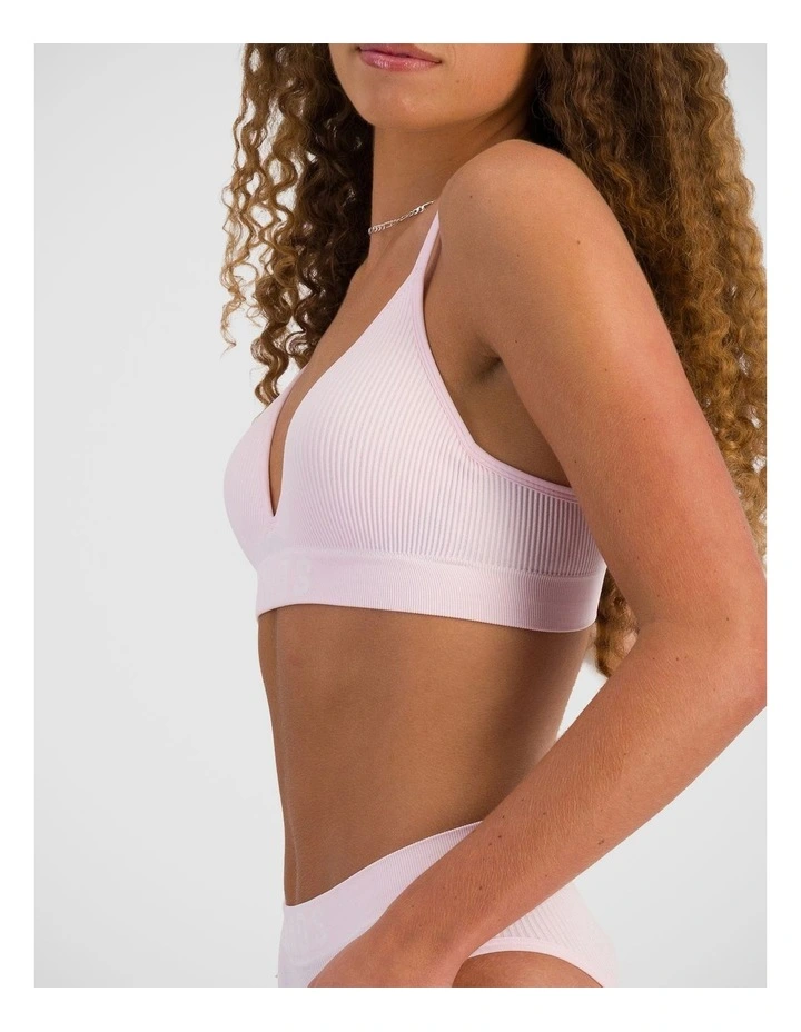 Retro Rib Seamless Wirefree Bra in Pink Peony image 3