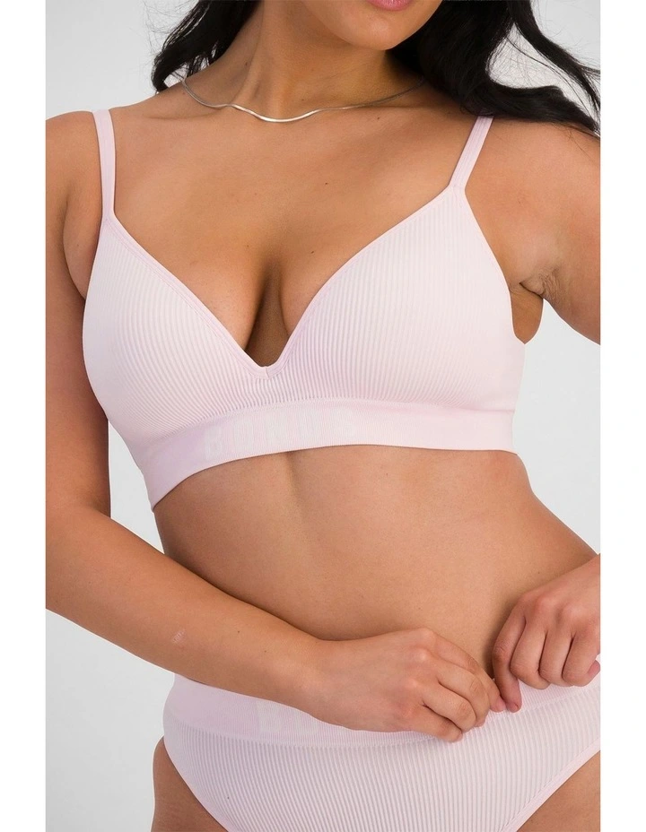 Retro Rib Seamless Wirefree Bra in Pink Peony image 5