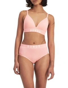Retro Rib Seamless Hi Brief in Pink