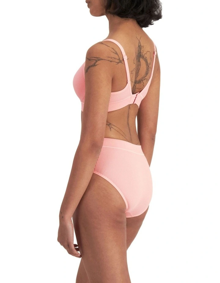 Retro Rib Seamless Hi Brief in Pink image 2
