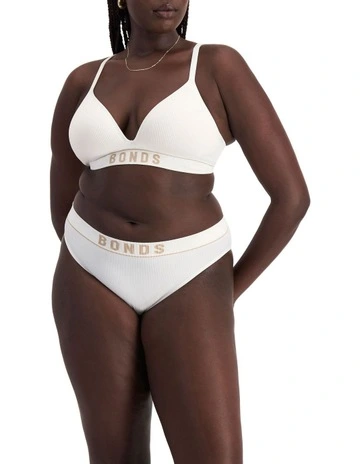 Retro Rib Seamless Hi Bikini in White / Blushed