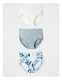 Cottontails Full Brief 3 Pack in Organic Geometric Print, Iced Matcha, and Cream