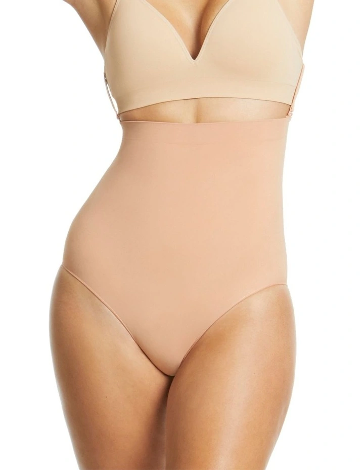 Killer Curve Hi Waisted Hi Cut Shaping Brief in Brown image 1