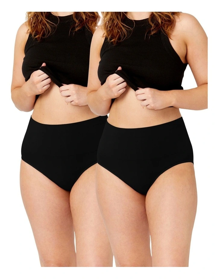 Seamless Smoothies Recycled Full Brief 2 Pack in Black image 1
