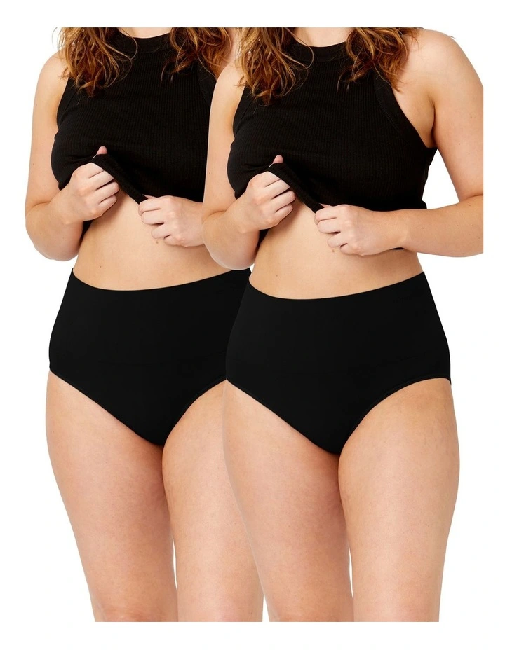 Seamless Smoothies Recycled Full Brief 2 Pack in Black image 1