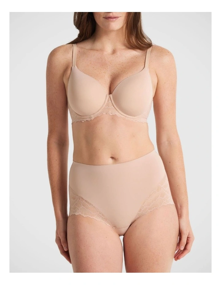 Sculpted Lace Waisted Brief in Warm Taupe image 1