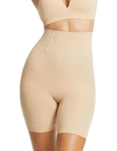 It's A Cinch Hi Waisted Mid Thigh Short in Rose Dust
