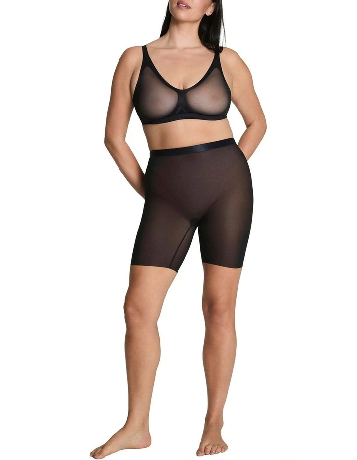 Supersmooth Sheer Sense Mid Thigh Short in Black image 1