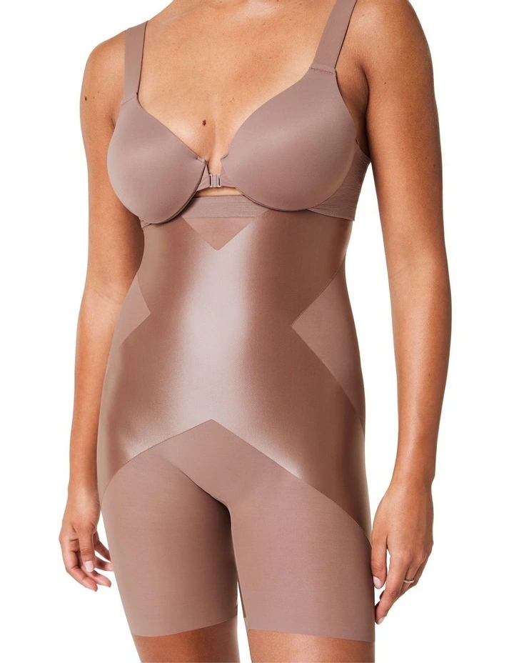 Shape Satin X-High Waist Mid Thigh Shorts in Cafe Au Lait image 1