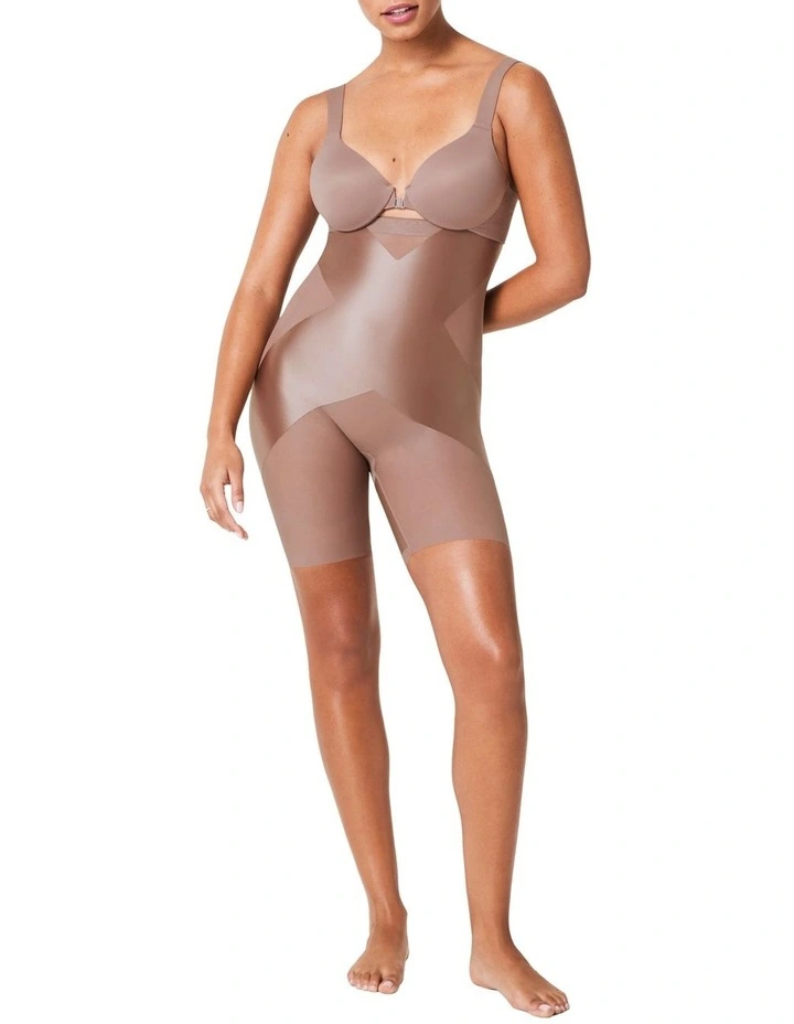 Shape Satin X-High Waist Mid Thigh Shorts in Cafe Au Lait image 4