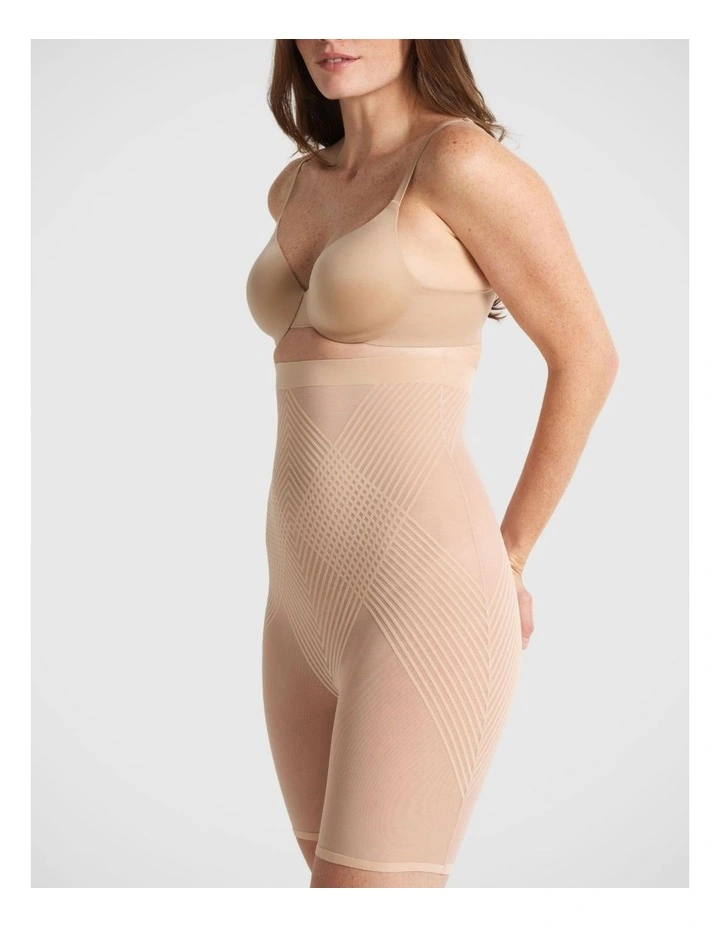 Sheer Power High Waisted Thigh Shaper in Warm Taupe image 2