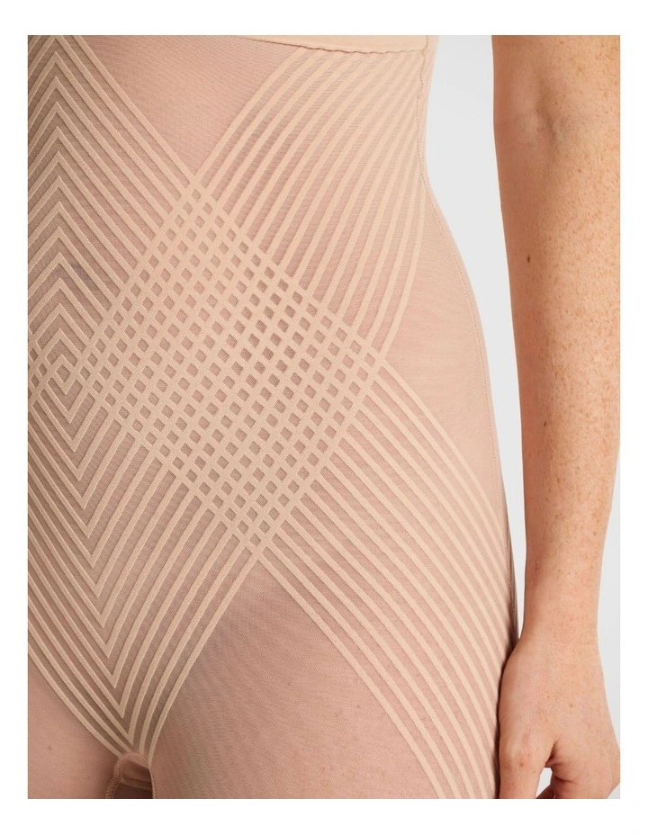 Sheer Power High Waisted Thigh Shaper in Warm Taupe image 4