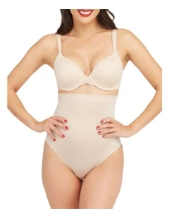 Suit Your Fancy High-Waist Thong in Beige