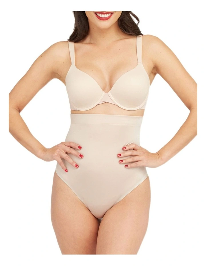 Suit Your Fancy High-Waist Thong in Beige image 1