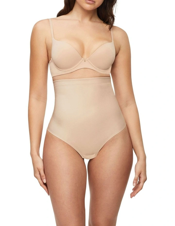 X-Factor High Waisted Thong Brief in Warm Taupe image 1