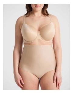 X-Factor High Waisted Thong Brief in Warm Taupe