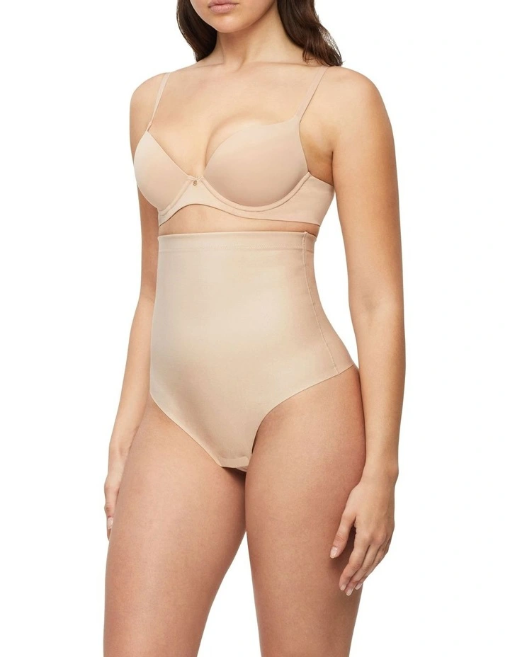 X-Factor High Waisted Thong Brief in Warm Taupe image 2