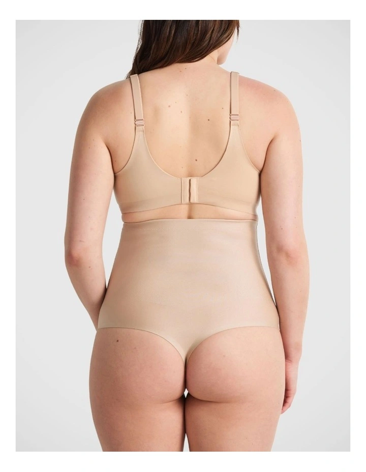 X-Factor High Waisted Thong Brief in Warm Taupe image 2