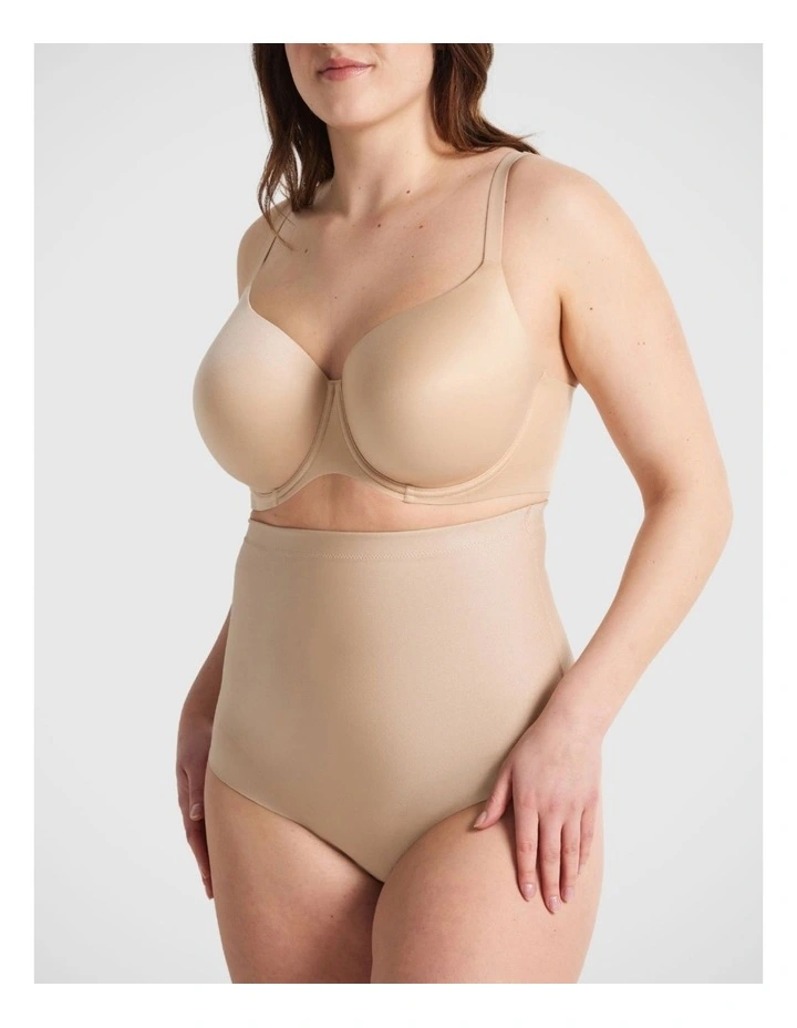 X-Factor High Waisted Thong Brief in Warm Taupe image 3