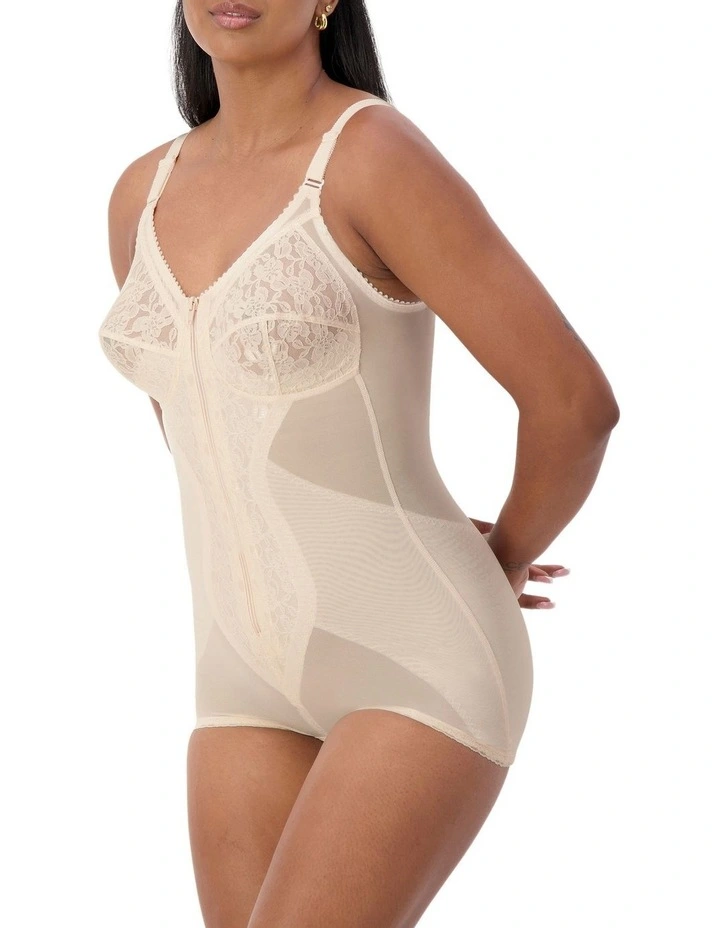 'Poesie' Zip Bodysuit in Beige image 2