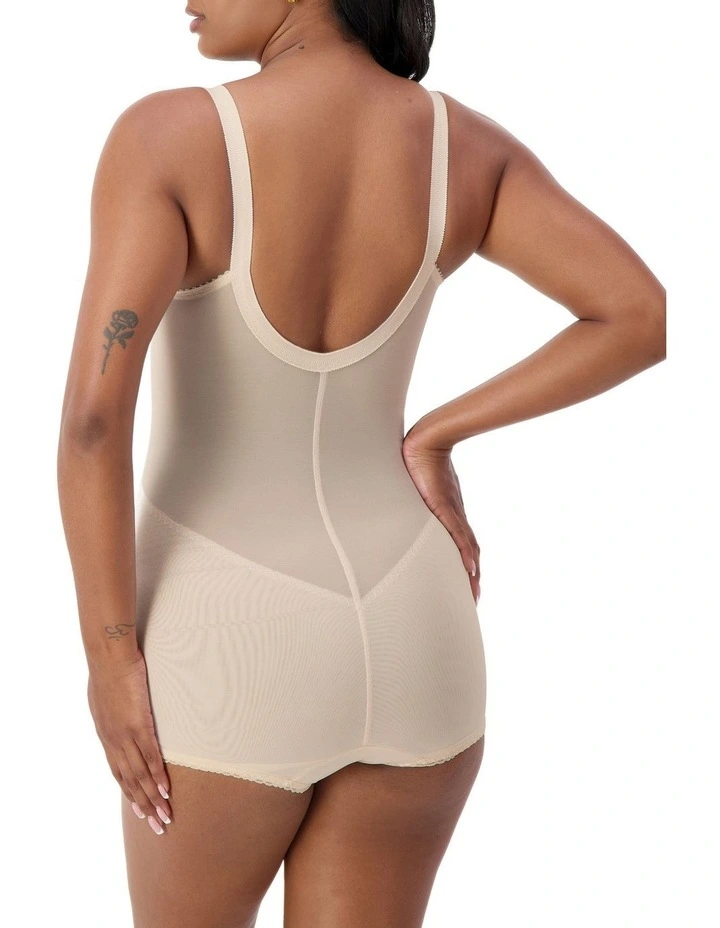 'Poesie' Zip Bodysuit in Beige image 3