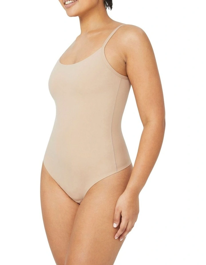 Body Smart Thong Bodysuit in Beige image 2