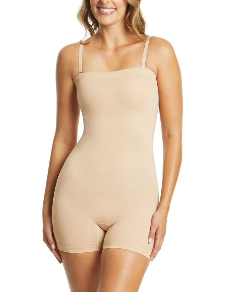 Powerlite Bandeau Bodysuit in Rose Beige image 1