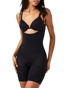 Sculpt Seamless Power Open-Bust Mid-Thigh Bodysuit In Black
