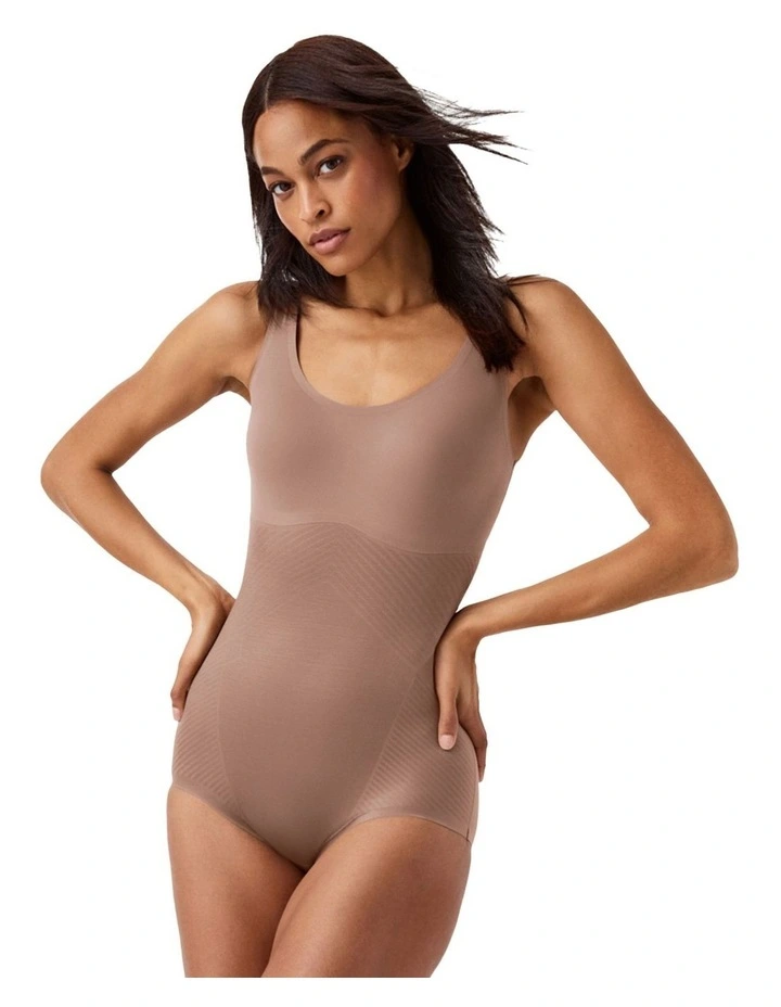 Shape Invisible Tank Brief Bodysuit in Beige image 4