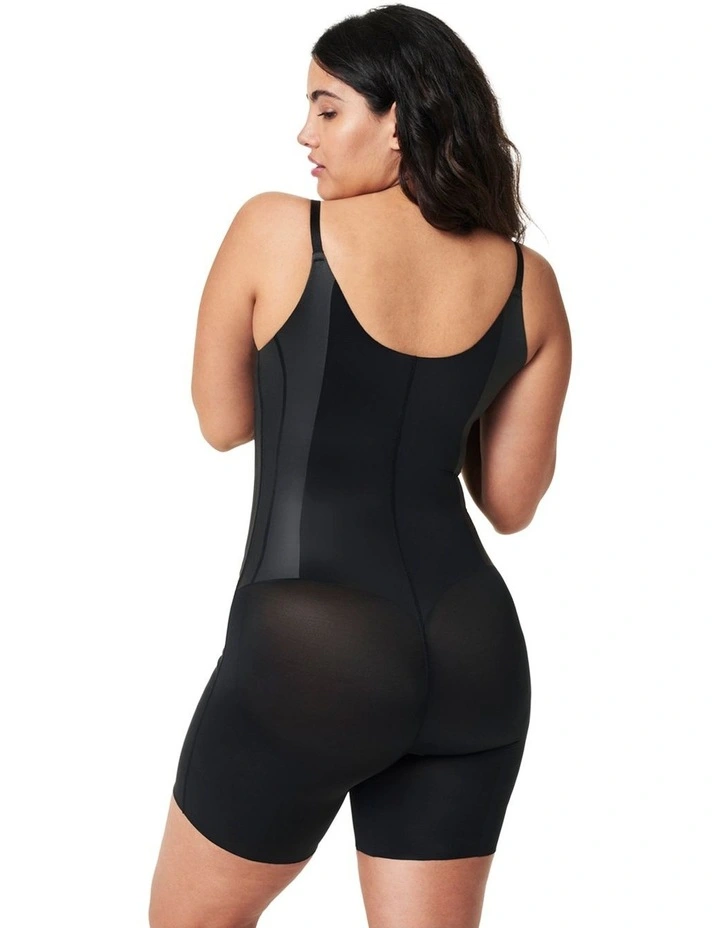 Total Contour Open Bust Mid Thigh Bodysuit in Black image 2