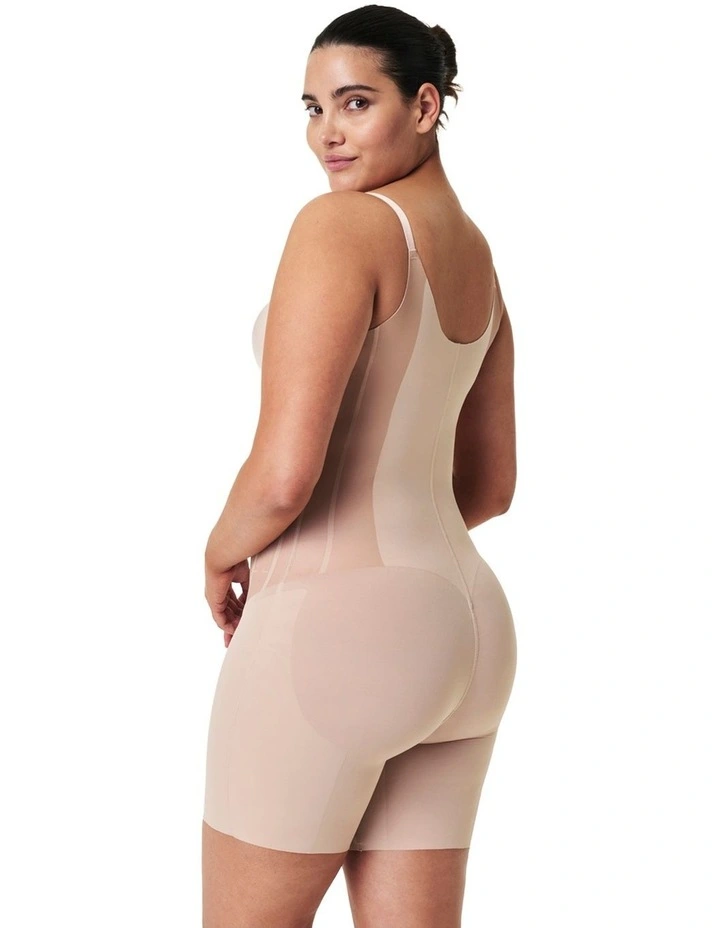 Tota lContour Open Bust Mid Thigh Bodysuit in Brown image 2
