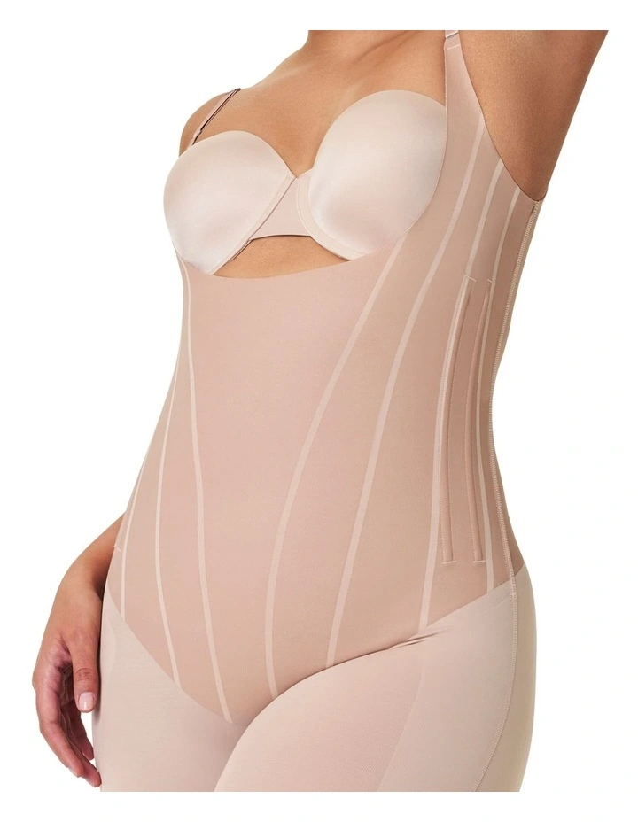 Tota lContour Open Bust Mid Thigh Bodysuit in Brown image 3