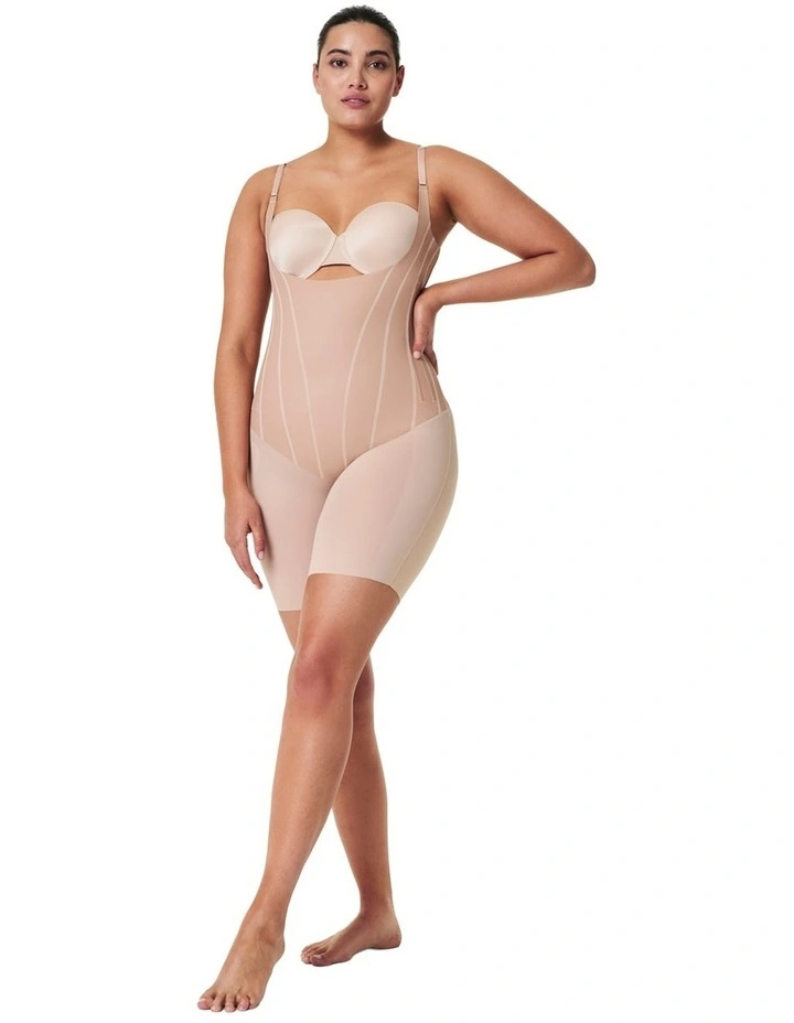 Tota lContour Open Bust Mid Thigh Bodysuit in Brown image 4