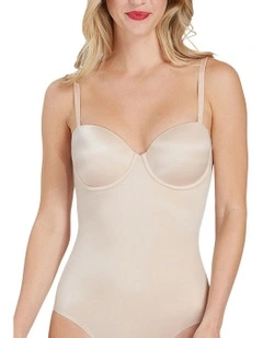 Shape Suit Your Fancy Strapless Cupped Brief Bodysuit in Beige