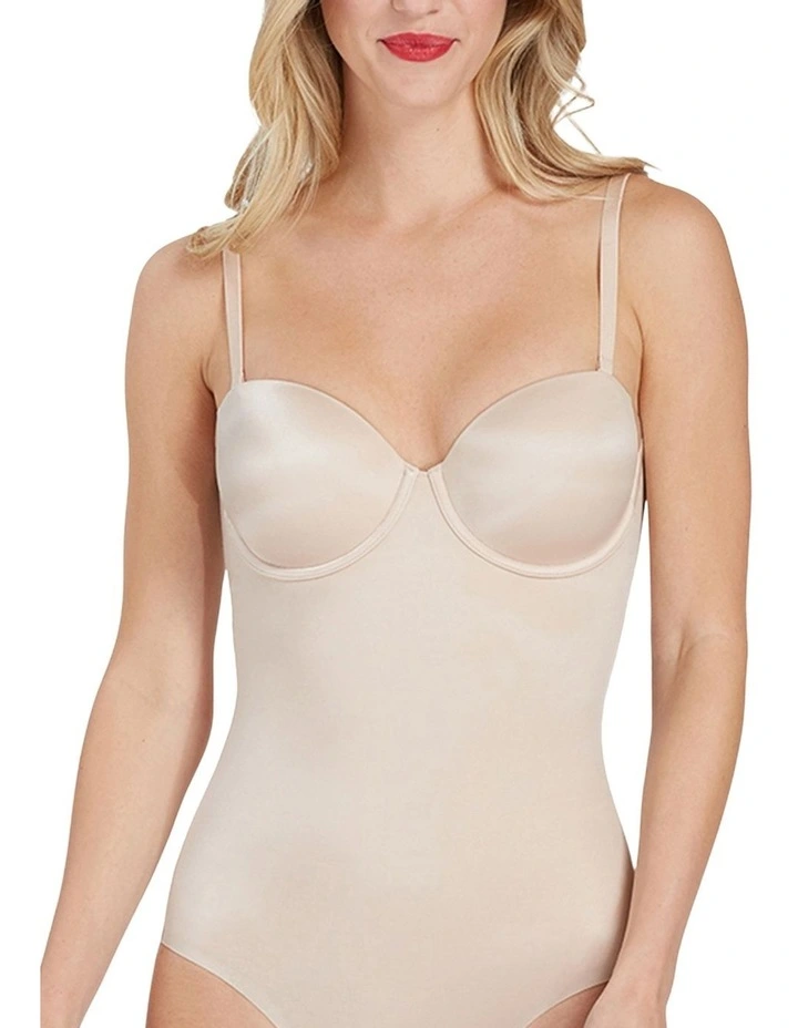 Shape Suit Your Fancy Strapless Cupped Brief Bodysuit in Beige image 1