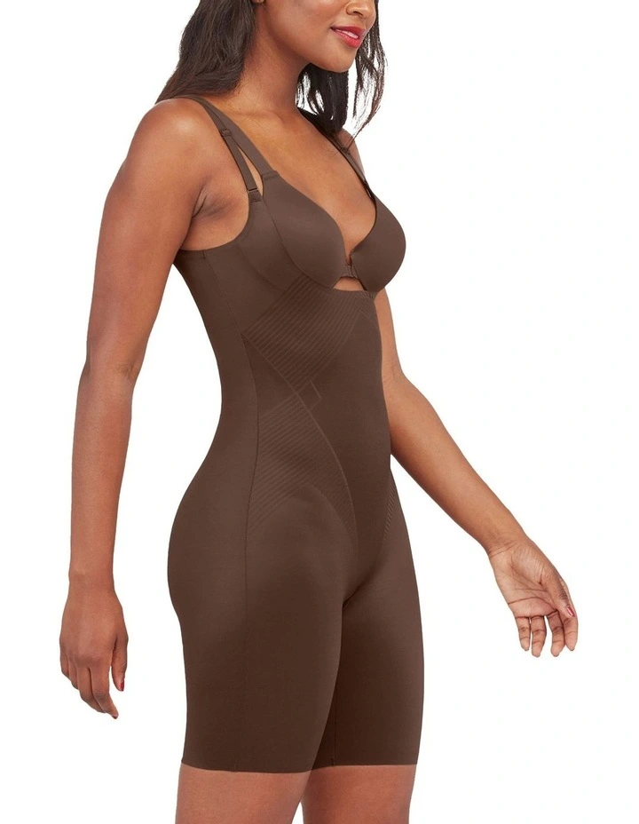 Shape™ Invisible Open-bust Mid-thigh Bodysuit in Brown image 3