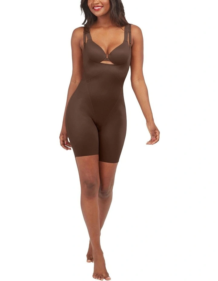 Shape™ Invisible Open-bust Mid-thigh Bodysuit in Brown image 4