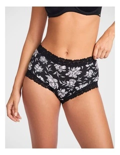 Parisienne Classic Print Full Brief in Black