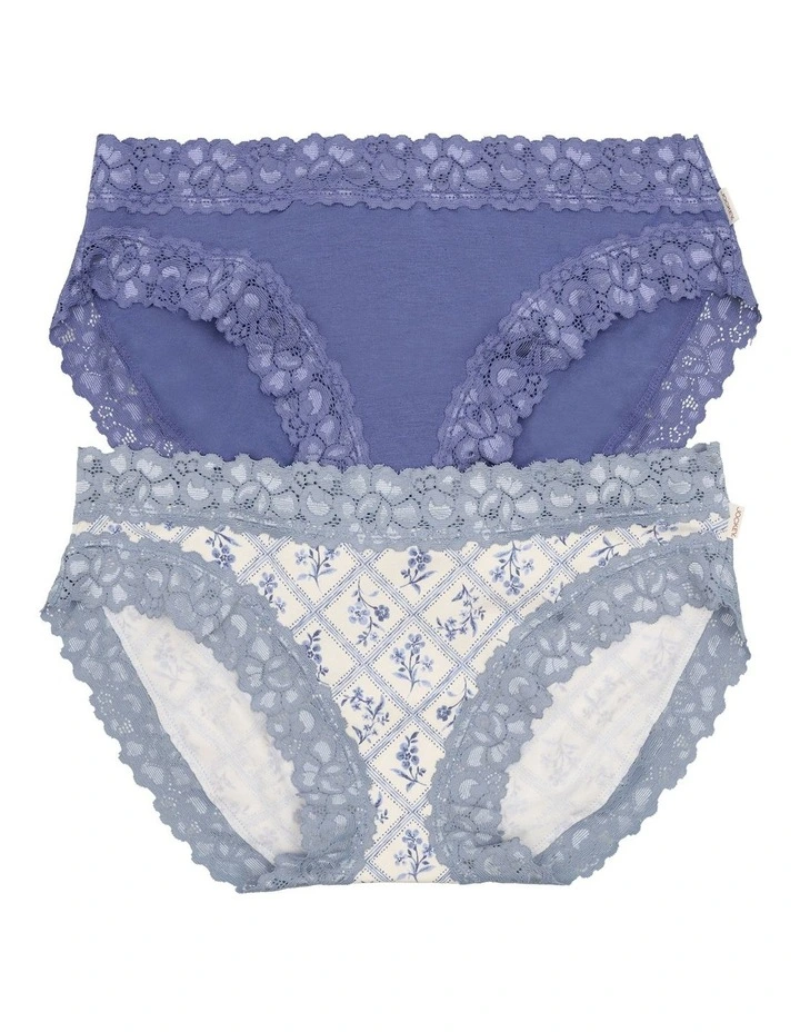 Parisienne Cotton Bikini 2 Pack in Multi image 1