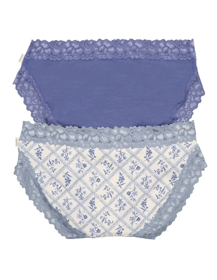 Parisienne Cotton Bikini 2 Pack in Multi image 2