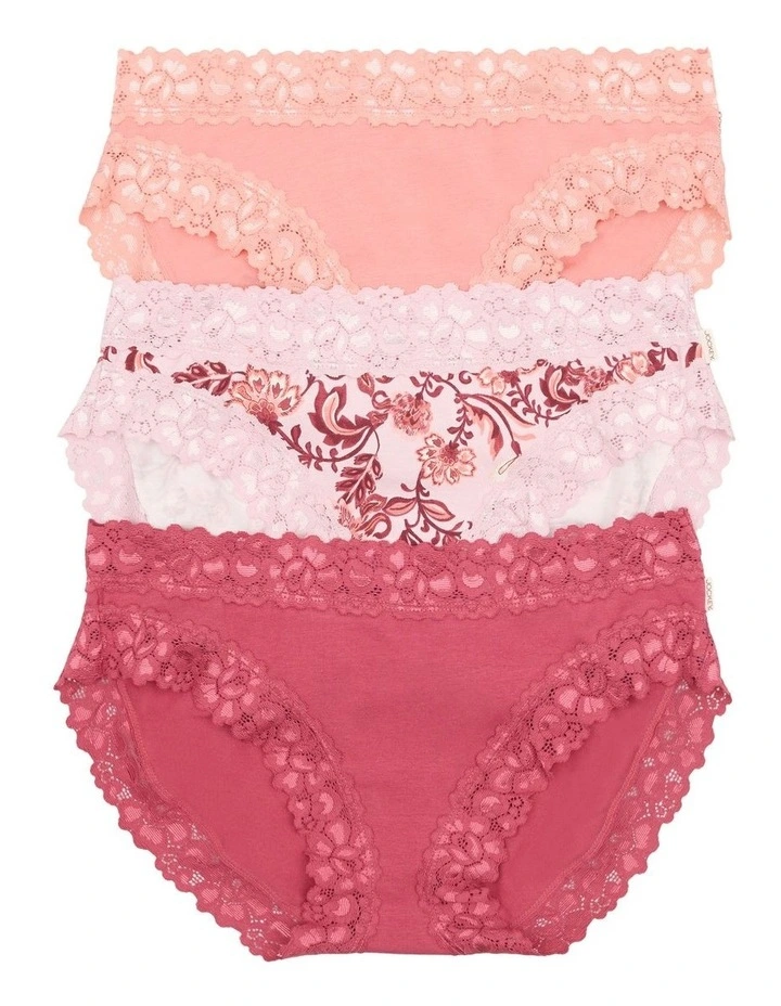 Parisienne Cotton Bikini 3 Pack in Multi image 1