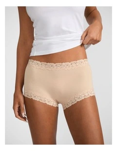 Parisienne Cotton Boyleg Brief in Beige