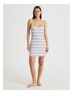 Soft Days Contrast Rib Chemise in Cool Stripe