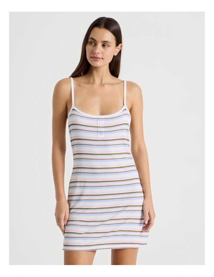 Soft Days Contrast Rib Chemise in Cool Stripe image 2