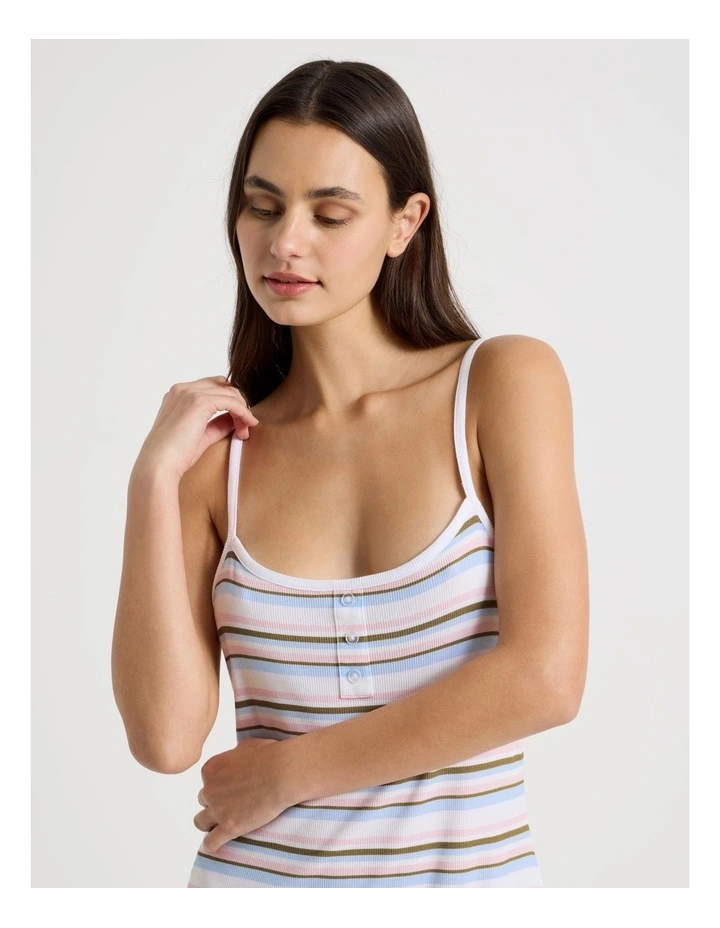 Soft Days Contrast Rib Chemise in Cool Stripe image 4