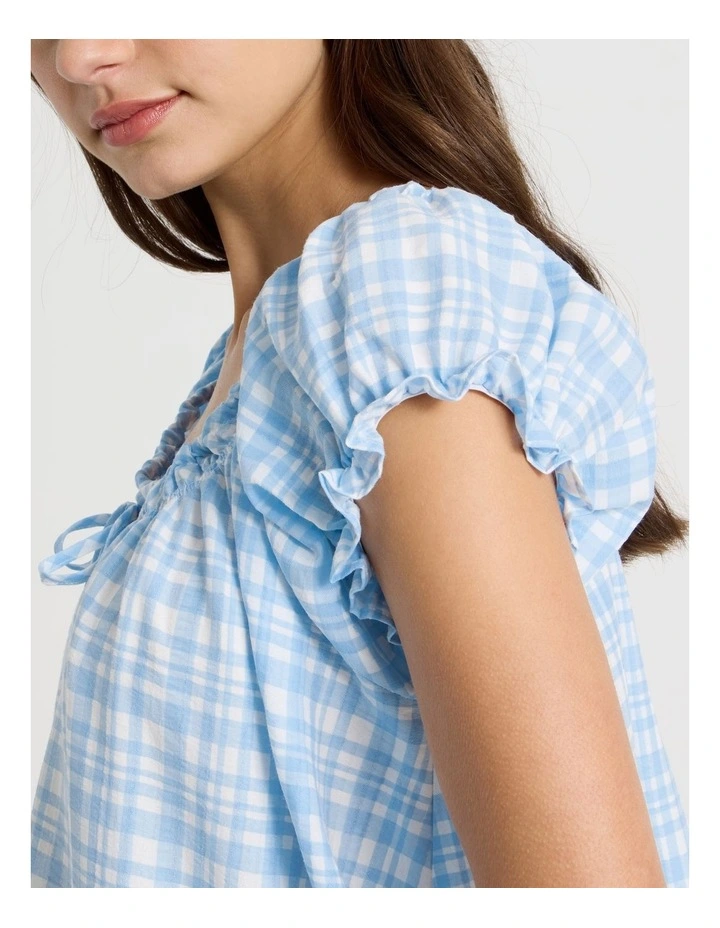 Dreamy Haze Woven Baby Doll Chemise in Blue Gingham image 6