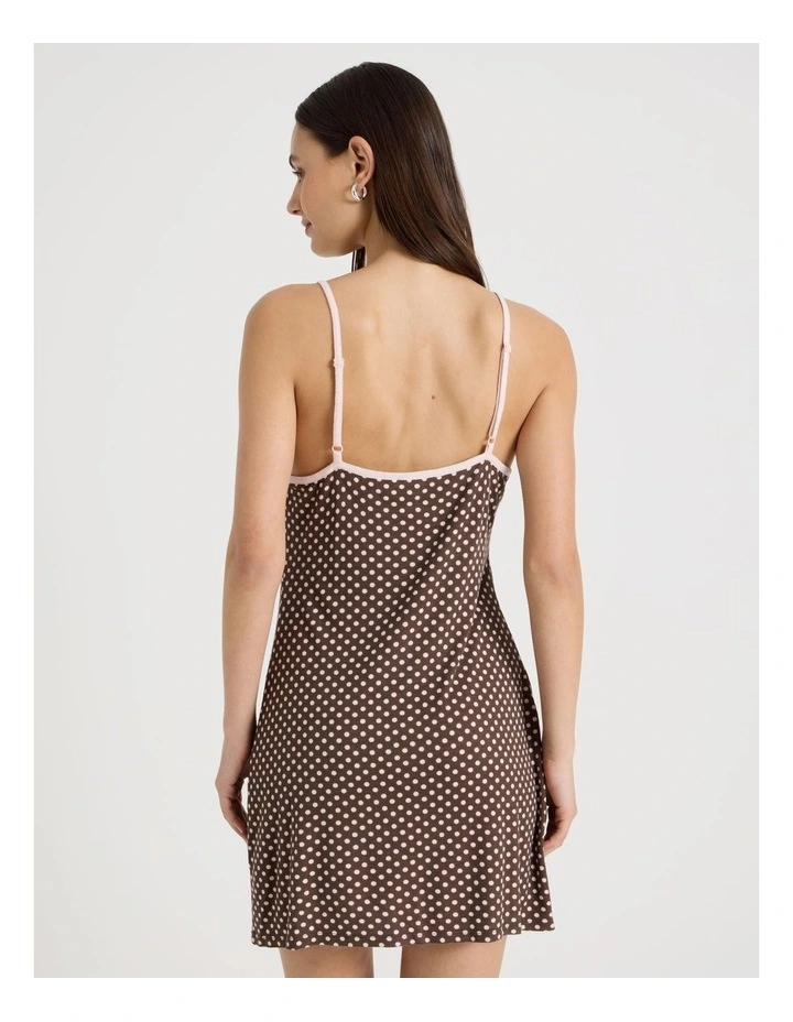 Contrast Rib Chemise in Dark Chocolate Spot image 5
