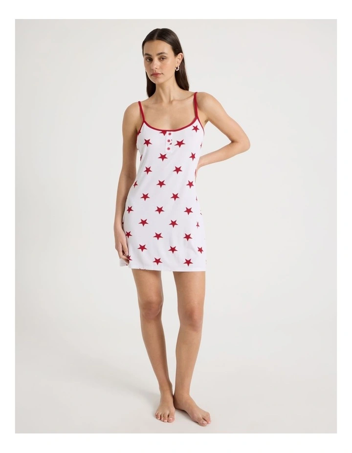 Contrast Rib Chemise in Red Star image 1