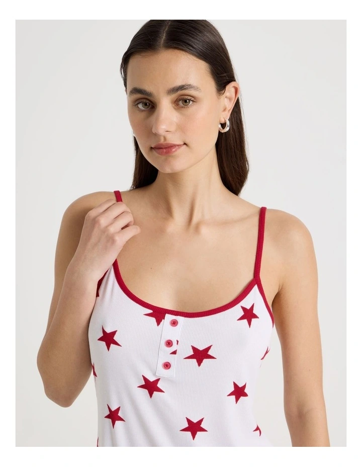 Contrast Rib Chemise in Red Star image 2